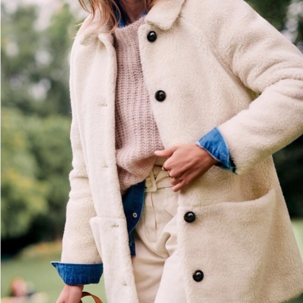 Sézane Isée Teddy Coat Size 36